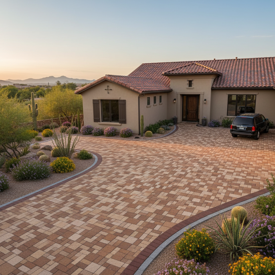 Custom paver patio and hardscaping in Peoria, Arizona by TJ Landscape