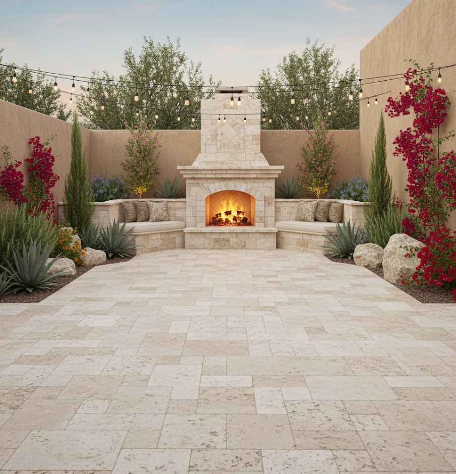 Custom paver patio and hardscaping in Tempe, Arizona by TJ Landscape