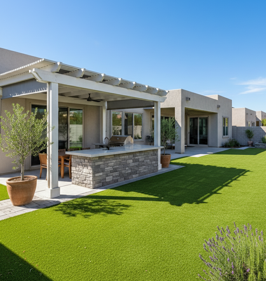 Custom paver patio and hardscaping in Chandler, Arizona by TJ Landscape