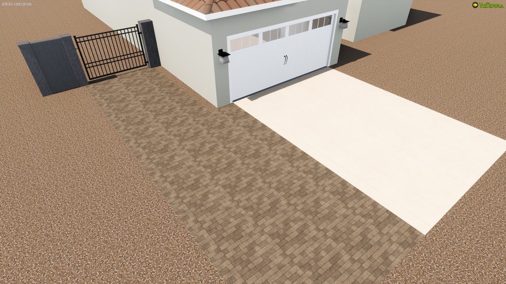 Rowel 3D backyard landscape design rendering, Phoenix AZ
